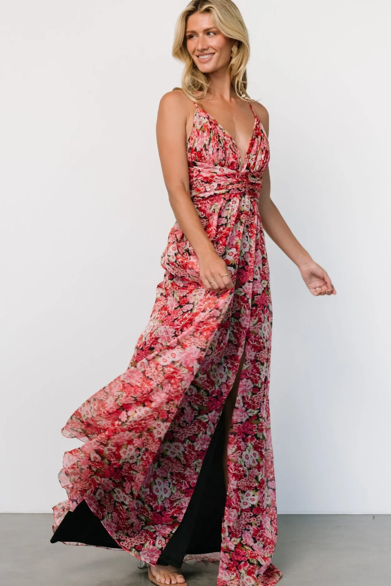 Fashion Baltic Born Tora Cross Back Maxi Dress | Black + Red Floral Black+RedFloral