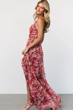 Fashion Baltic Born Tora Cross Back Maxi Dress | Black + Red Floral Black+RedFloral