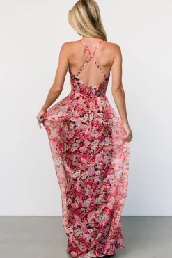 Fashion Baltic Born Tora Cross Back Maxi Dress | Black + Red Floral Black+RedFloral
