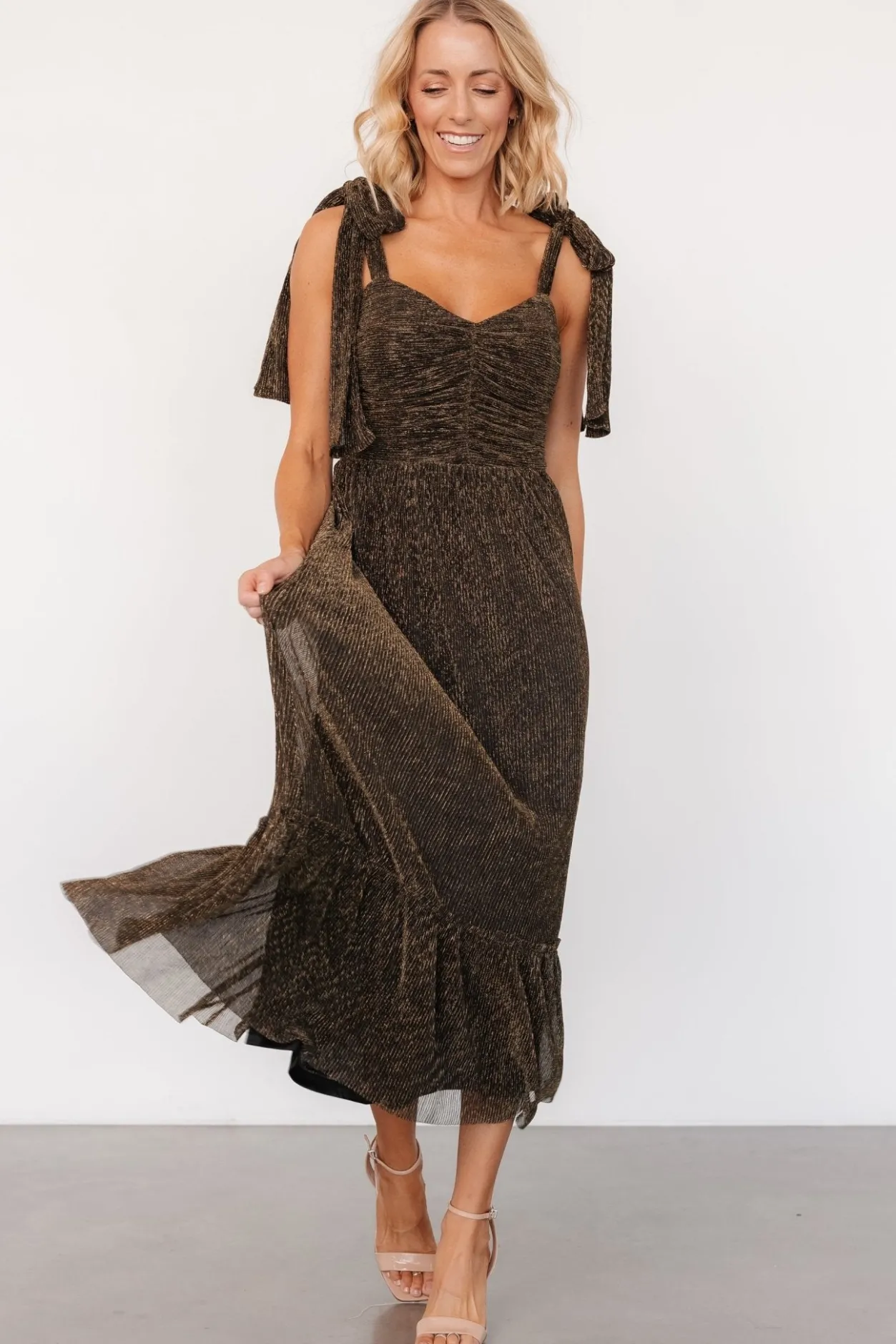 Online Baltic Born Tosha Shimmer Tank Dress | Black + Gold Black+Gold