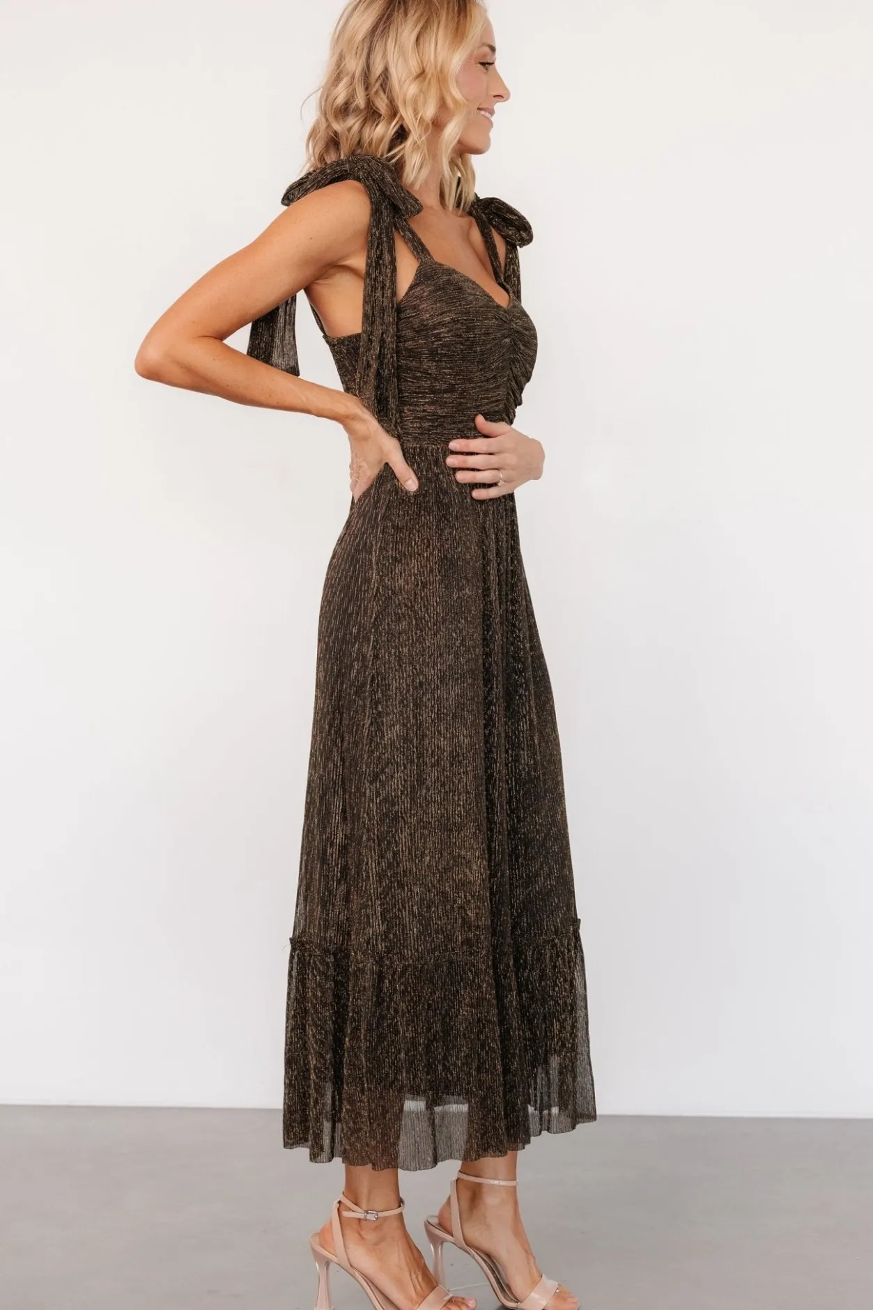 Online Baltic Born Tosha Shimmer Tank Dress | Black + Gold Black+Gold