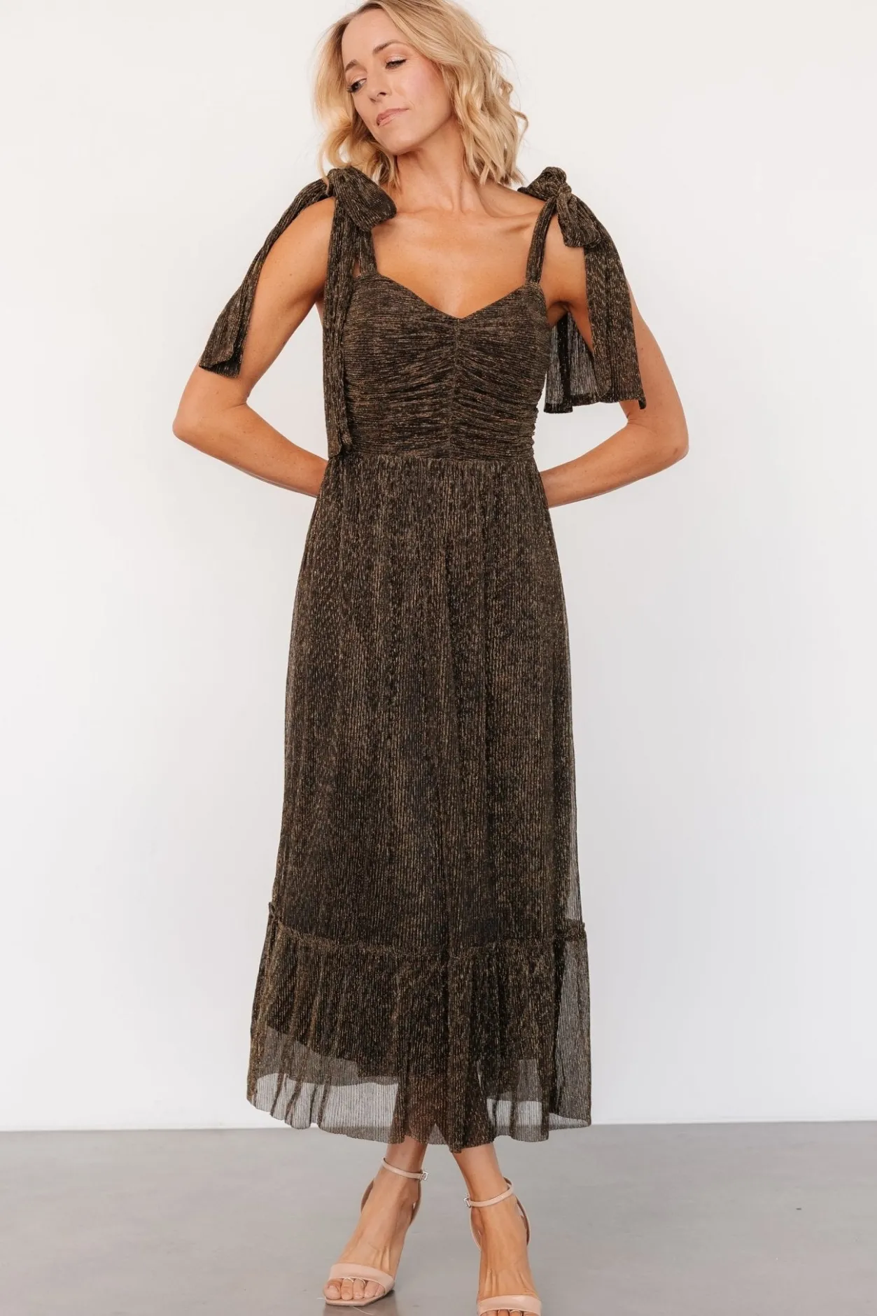 Online Baltic Born Tosha Shimmer Tank Dress | Black + Gold Black+Gold