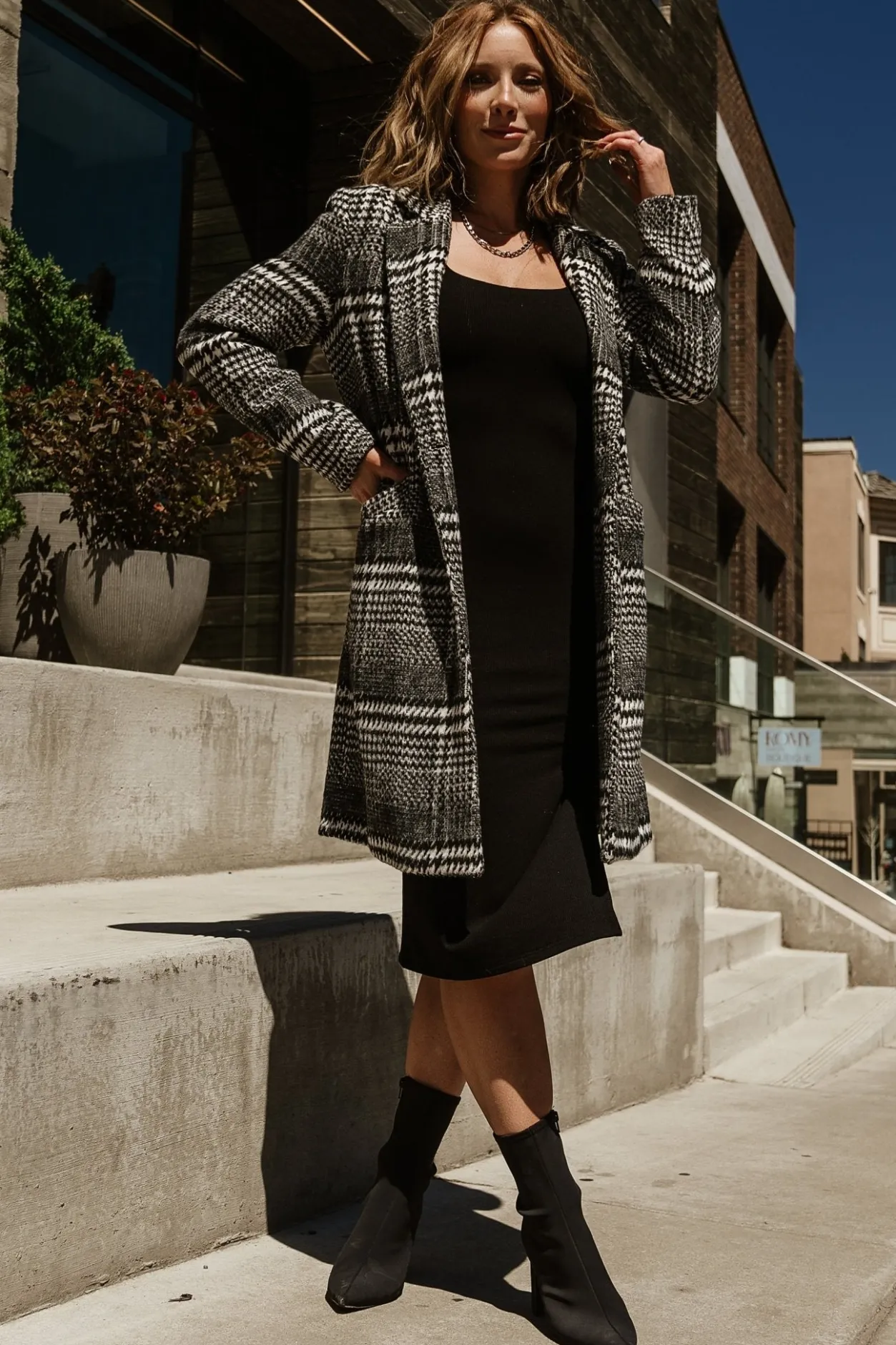 Hot Baltic Born Townley Houndstooth Coat | Black + Off White Black+OffWhite