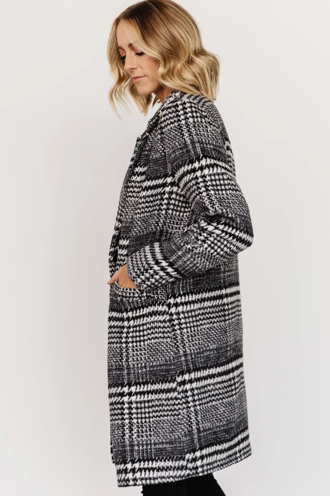 Hot Baltic Born Townley Houndstooth Coat | Black + Off White Black+OffWhite