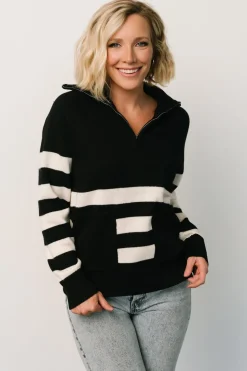 Clearance Baltic Born Trish Striped Sweater | Black + Off White Black+OffWhite