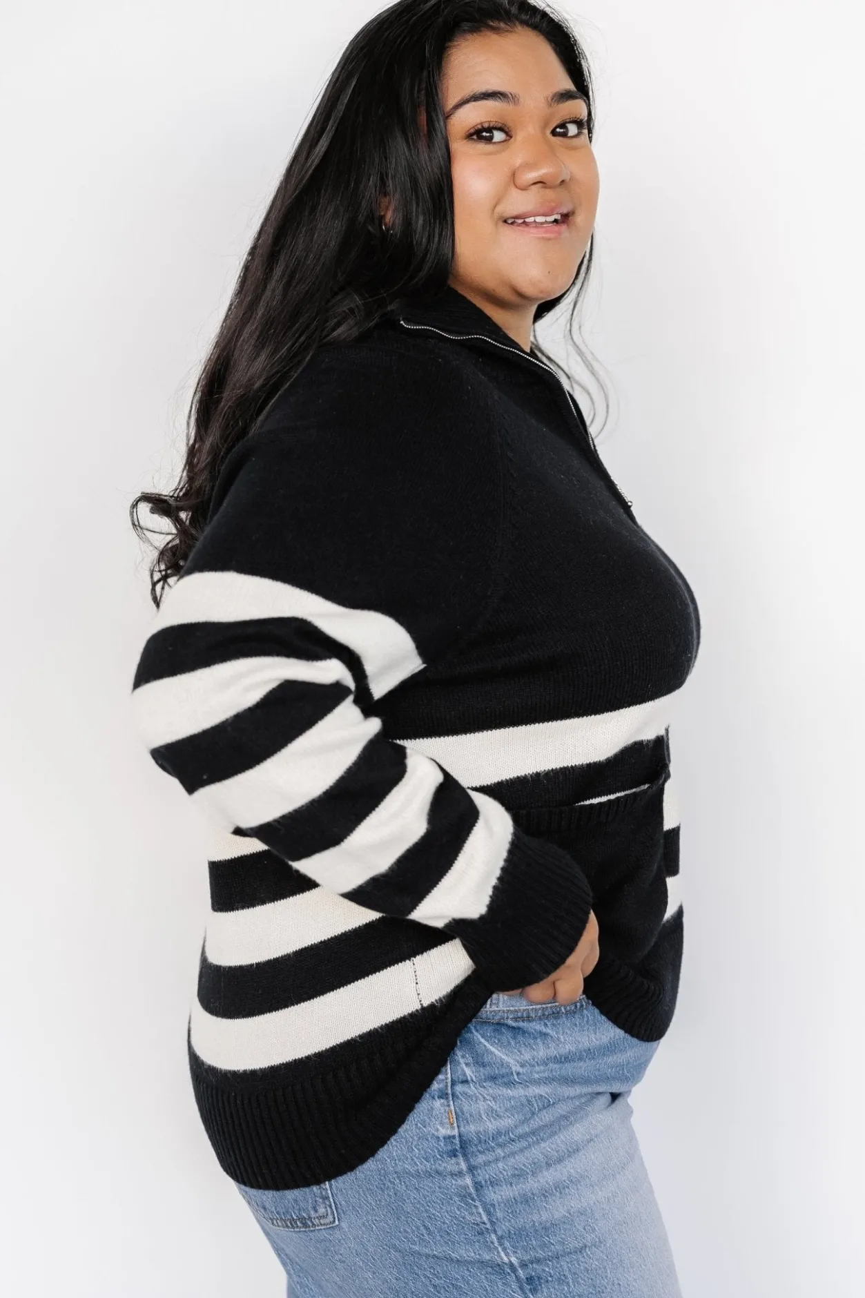 Clearance Baltic Born Trish Striped Sweater | Black + Off White Black+OffWhite