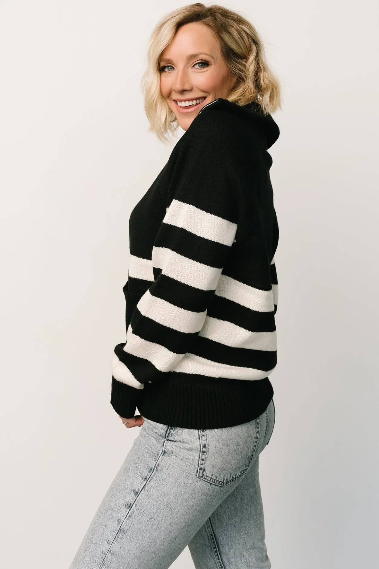 Clearance Baltic Born Trish Striped Sweater | Black + Off White Black+OffWhite