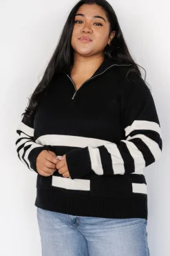Clearance Baltic Born Trish Striped Sweater | Black + Off White Black+OffWhite