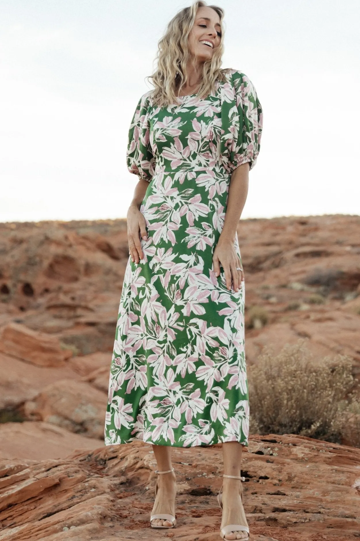 Hot Baltic Born Tucson Midi Dress | Green + Pink Green+Pink