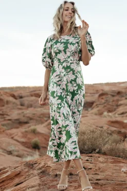 Hot Baltic Born Tucson Midi Dress | Green + Pink Green+Pink