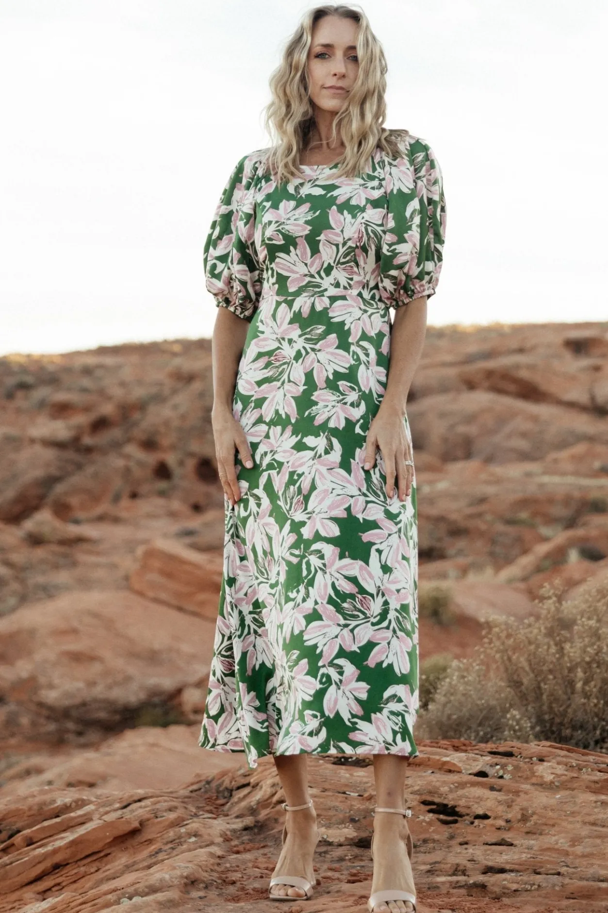 Hot Baltic Born Tucson Midi Dress | Green + Pink Green+Pink