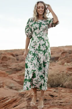 Hot Baltic Born Tucson Midi Dress | Green + Pink Green+Pink