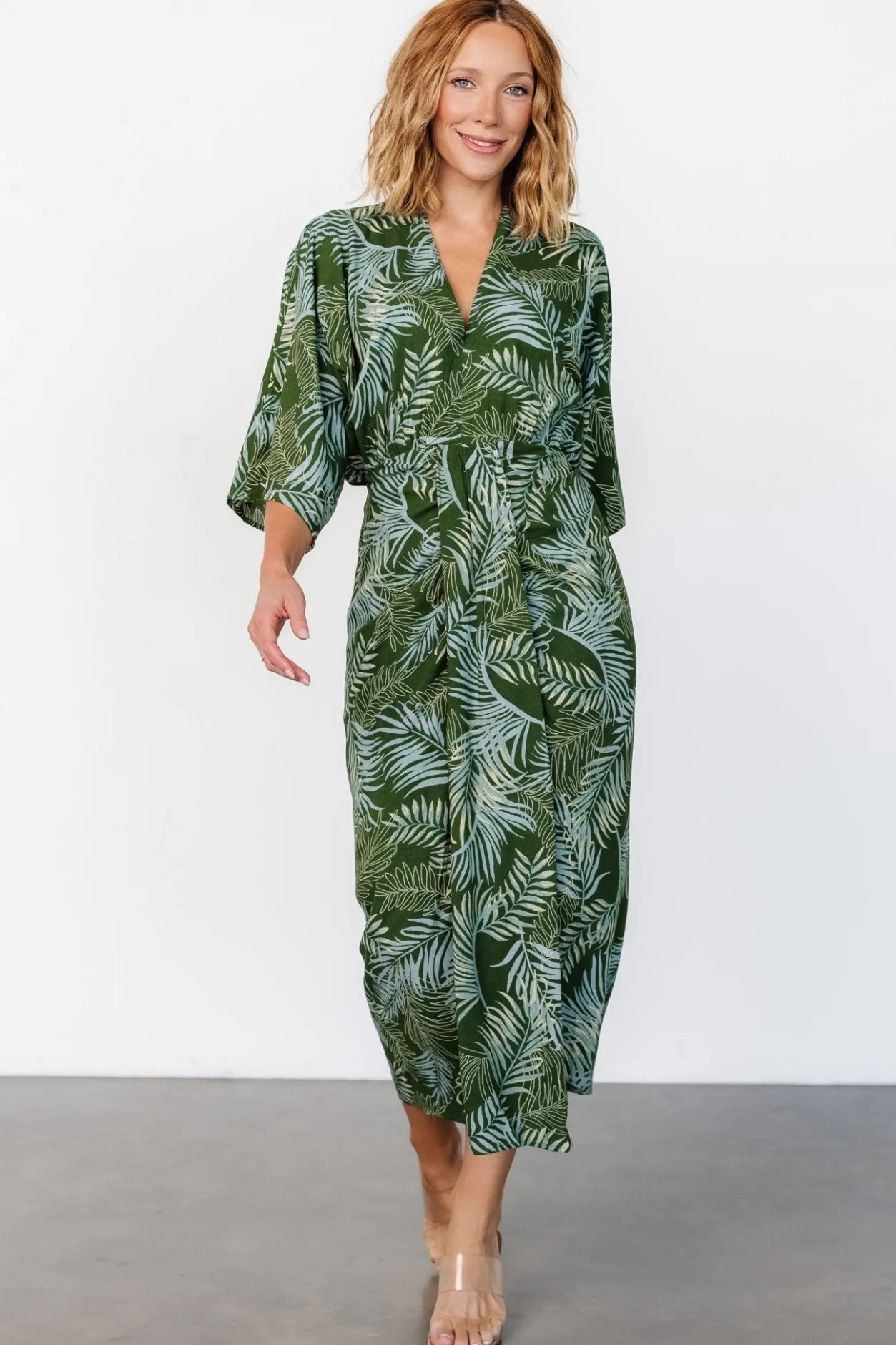Outlet Baltic Born Tula Kimono Dress | Green + Blue Print Green+BluePrint