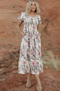 Outlet Baltic Born Tulsa Smocked Dress | Cream + Pink Cream+Pink