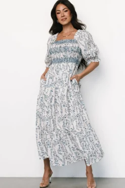 Hot Baltic Born Tulsa Smocked Dress | Off White + Blue OffWhite+Blue