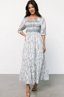 Hot Baltic Born Tulsa Smocked Dress | Off White + Blue OffWhite+Blue