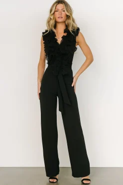 Discount Baltic Born Tyra Ruffle Tank Jumpsuit | Black