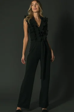 Discount Baltic Born Tyra Ruffle Tank Jumpsuit | Black