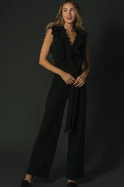 Discount Baltic Born Tyra Ruffle Tank Jumpsuit | Black