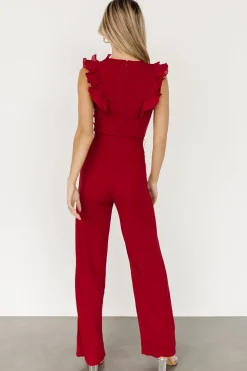 Discount Baltic Born Tyra Ruffle Tank Jumpsuit | Burgundy