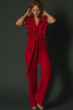 Discount Baltic Born Tyra Ruffle Tank Jumpsuit | Burgundy