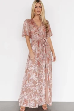 Sale Baltic Born Uma Velvet Maxi Dress | Blush + Silver Blush+Silver