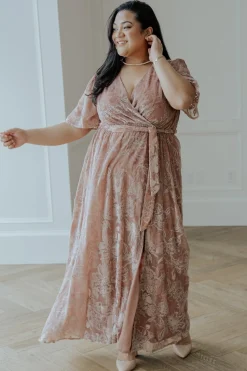 Sale Baltic Born Uma Velvet Maxi Dress | Blush + Silver Blush+Silver