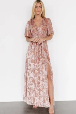 Sale Baltic Born Uma Velvet Maxi Dress | Blush + Silver Blush+Silver