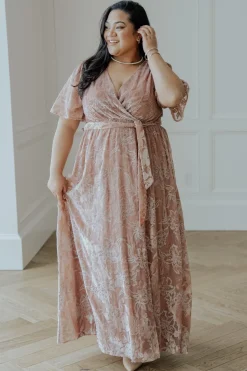 Sale Baltic Born Uma Velvet Maxi Dress | Blush + Silver Blush+Silver