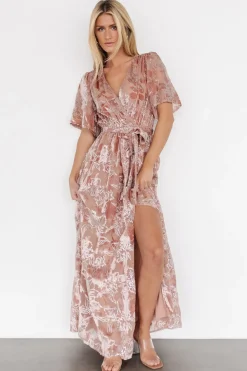 Sale Baltic Born Uma Velvet Maxi Dress | Blush + Silver Blush+Silver