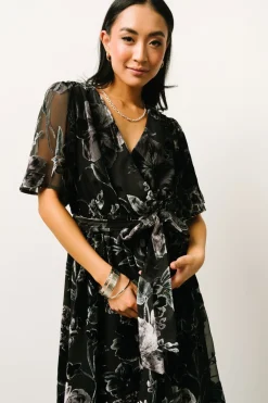 Hot Baltic Born Uma Velvet Maxi Dress | Black + Silver Floral Black+SilverFloral
