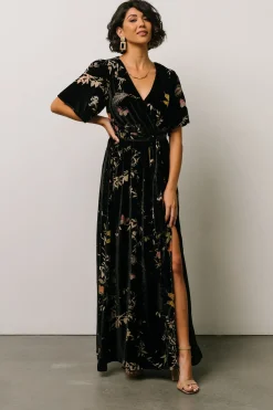 New Baltic Born Uma Velvet Maxi Dress | Black Butterfly Print BlackButterflyPrint