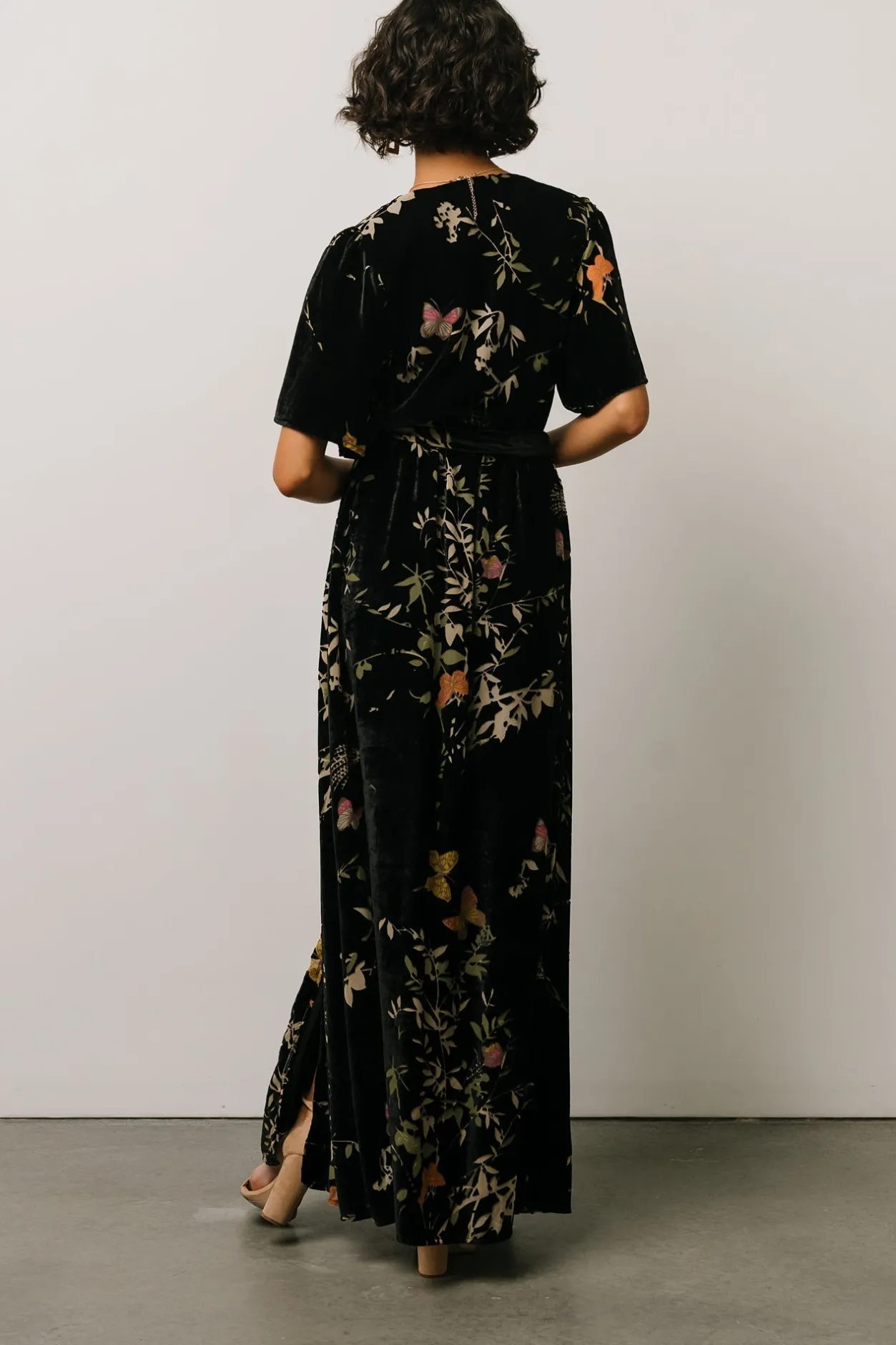 New Baltic Born Uma Velvet Maxi Dress | Black Butterfly Print BlackButterflyPrint