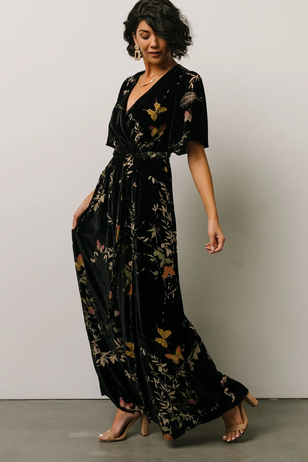 New Baltic Born Uma Velvet Maxi Dress | Black Butterfly Print BlackButterflyPrint