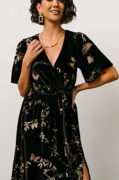 New Baltic Born Uma Velvet Maxi Dress | Black Butterfly Print BlackButterflyPrint