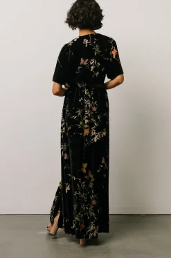 New Baltic Born Uma Velvet Maxi Dress | Black Butterfly Print BlackButterflyPrint