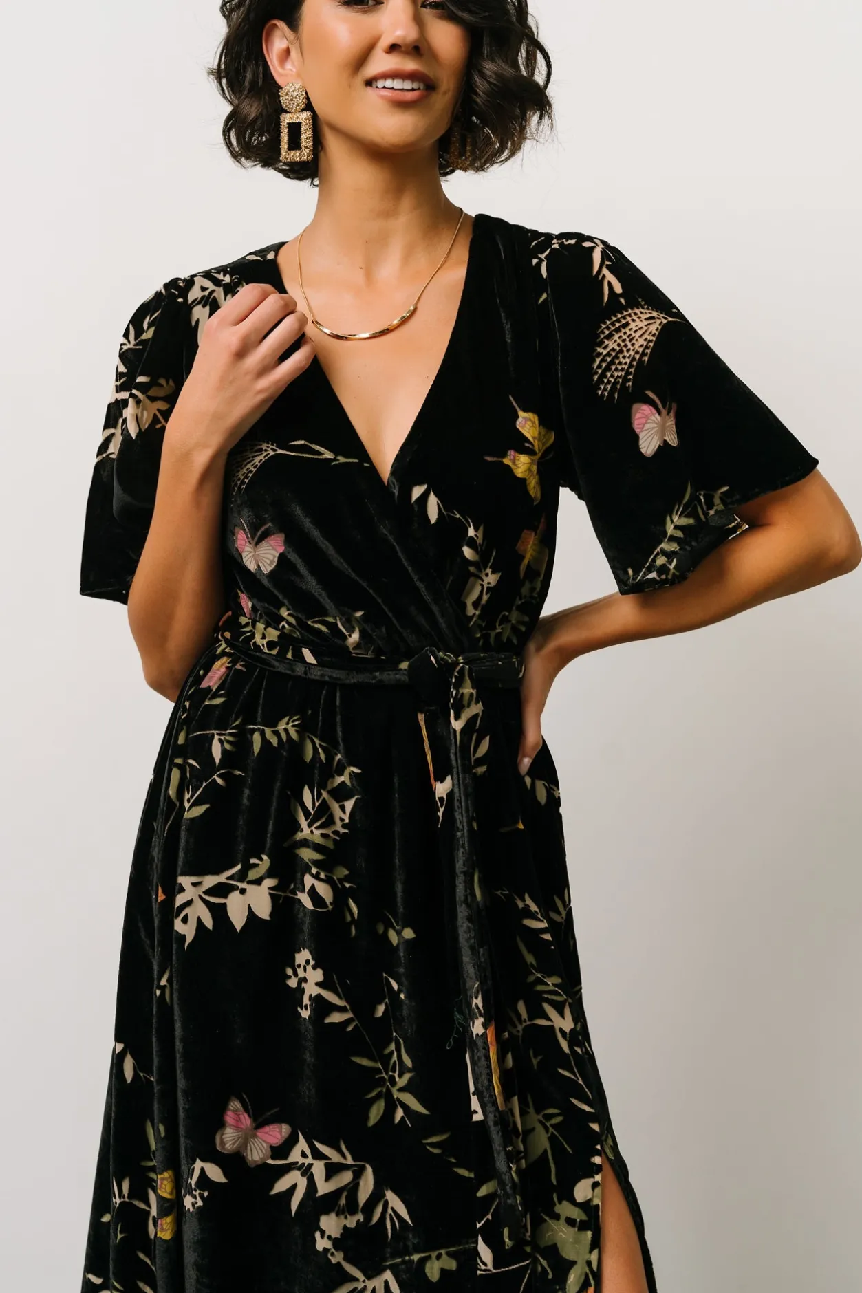 New Baltic Born Uma Velvet Maxi Dress | Black Butterfly Print BlackButterflyPrint