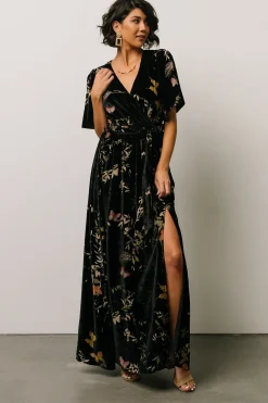 New Baltic Born Uma Velvet Maxi Dress | Black Butterfly Print BlackButterflyPrint