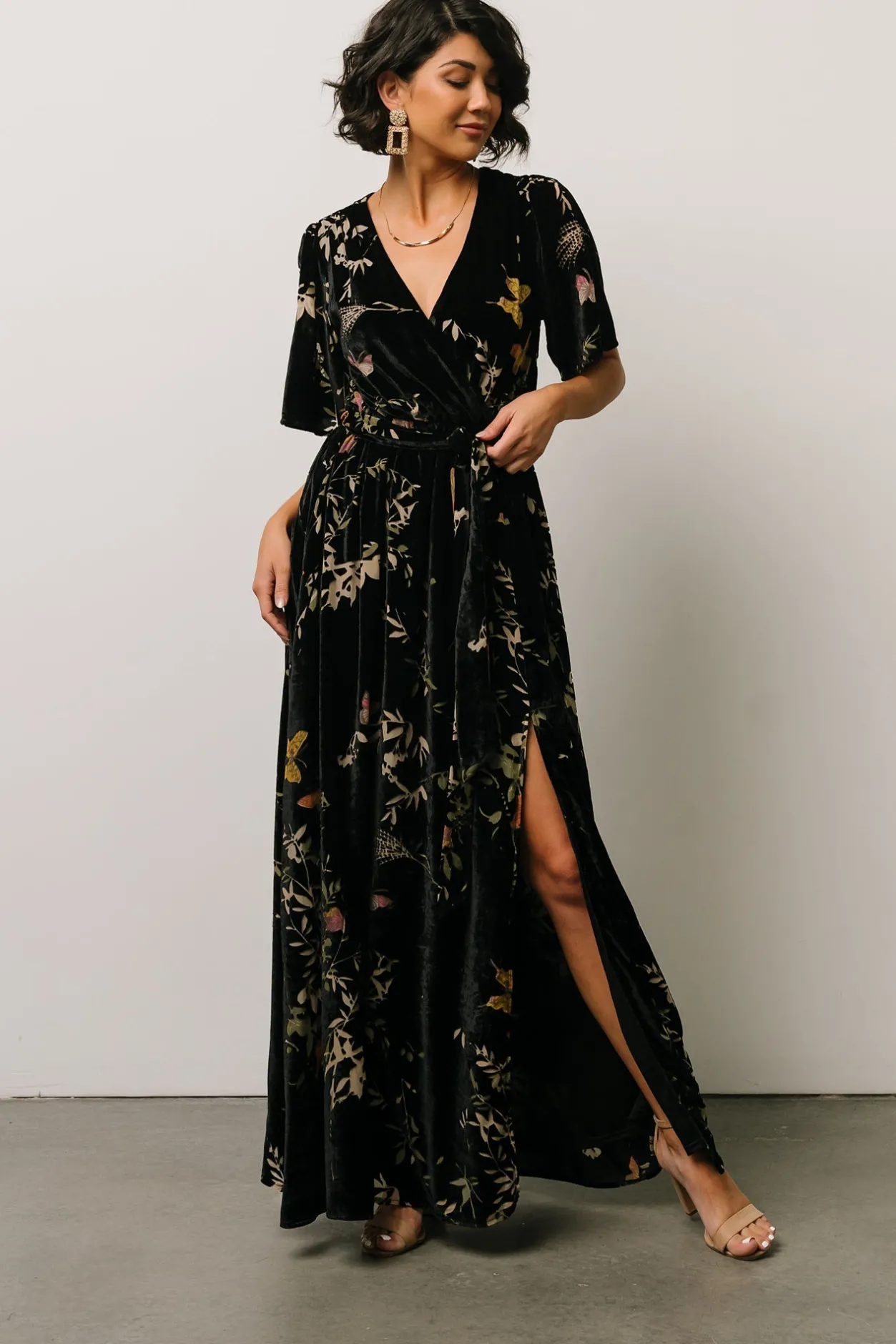 New Baltic Born Uma Velvet Maxi Dress | Black Butterfly Print BlackButterflyPrint