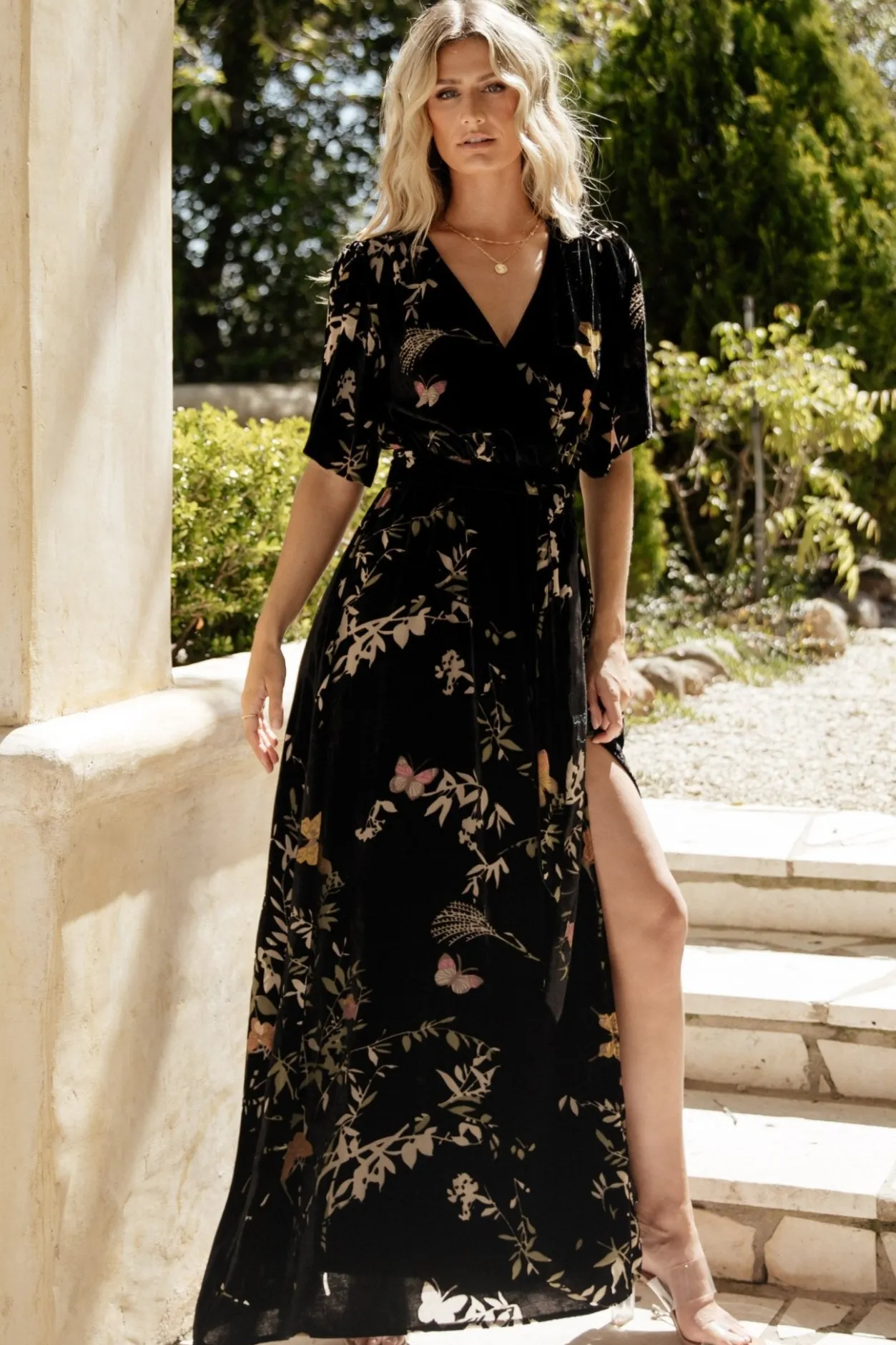 New Baltic Born Uma Velvet Maxi Dress | Black Butterfly Print BlackButterflyPrint