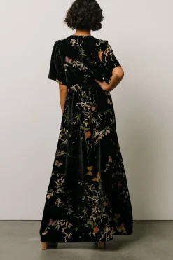 New Baltic Born Uma Velvet Maxi Dress | Black Butterfly Print BlackButterflyPrint