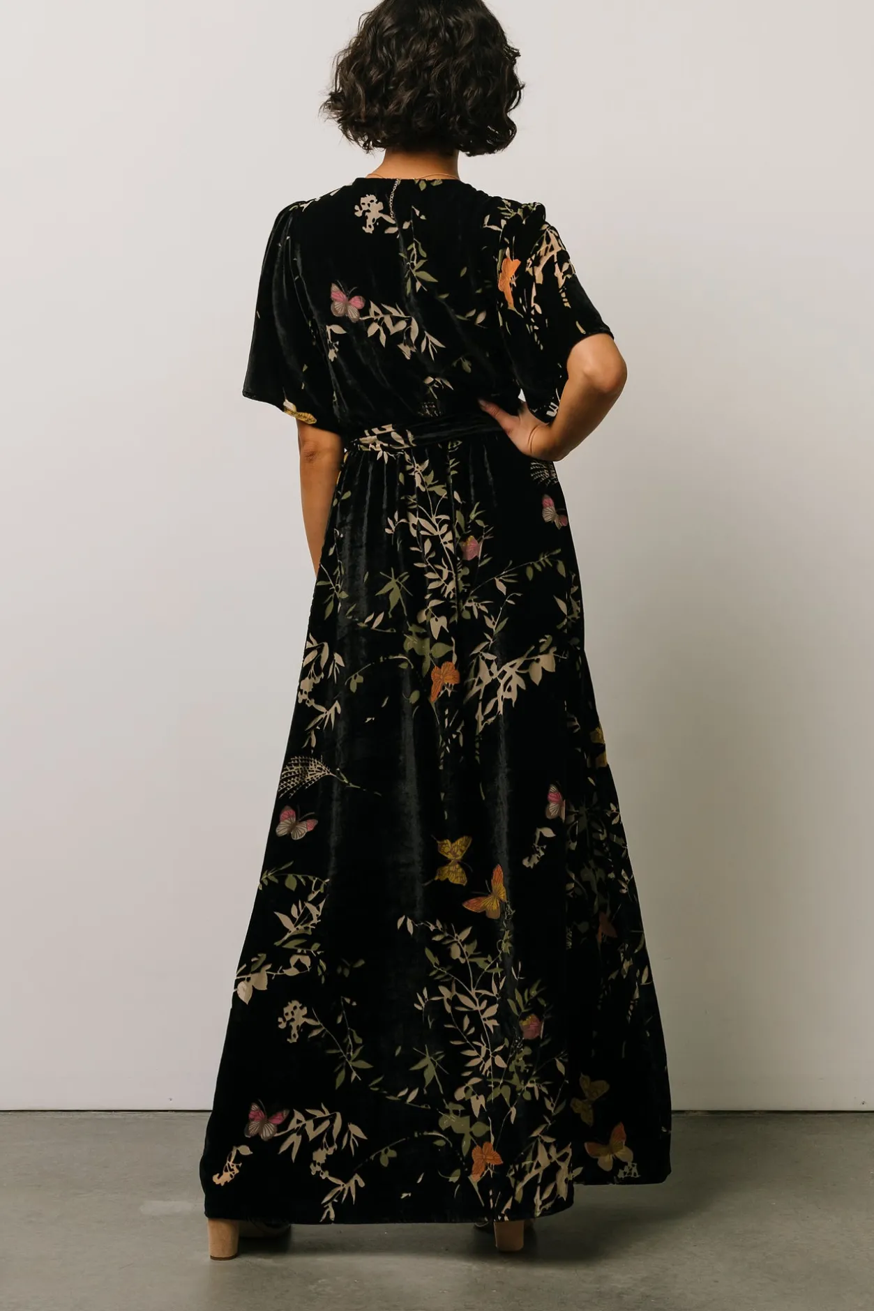New Baltic Born Uma Velvet Maxi Dress | Black Butterfly Print BlackButterflyPrint