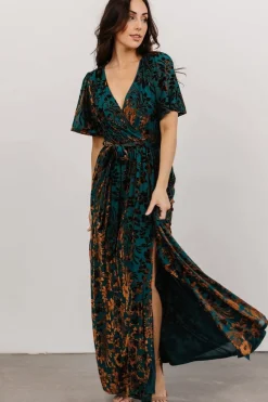 Clearance Baltic Born Uma Velvet Maxi Dress | Bronze + Jade Bronze+Jade