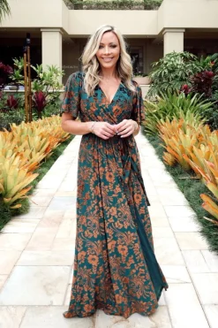 Clearance Baltic Born Uma Velvet Maxi Dress | Bronze + Jade Bronze+Jade