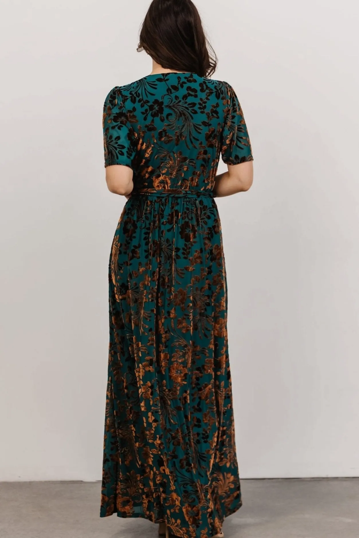Clearance Baltic Born Uma Velvet Maxi Dress | Bronze + Jade Bronze+Jade