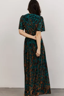 Clearance Baltic Born Uma Velvet Maxi Dress | Bronze + Jade Bronze+Jade