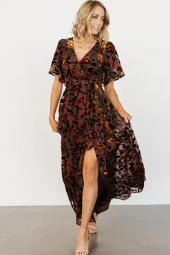 New Baltic Born Uma Velvet Maxi Dress | Clove + Amber Floral Clove+AmberFloral