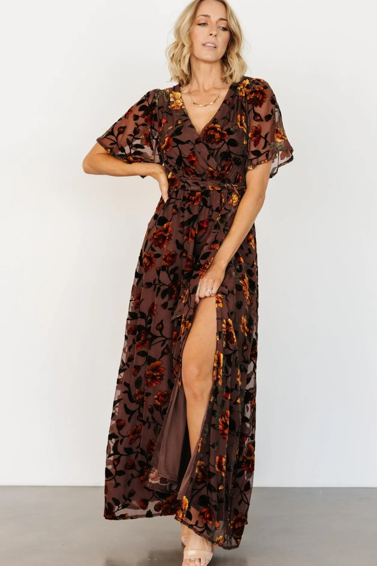 New Baltic Born Uma Velvet Maxi Dress | Clove + Amber Floral Clove+AmberFloral