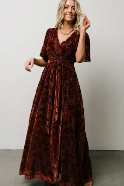 Discount Baltic Born Uma Velvet Maxi Dress | Copper Floral CopperFloral