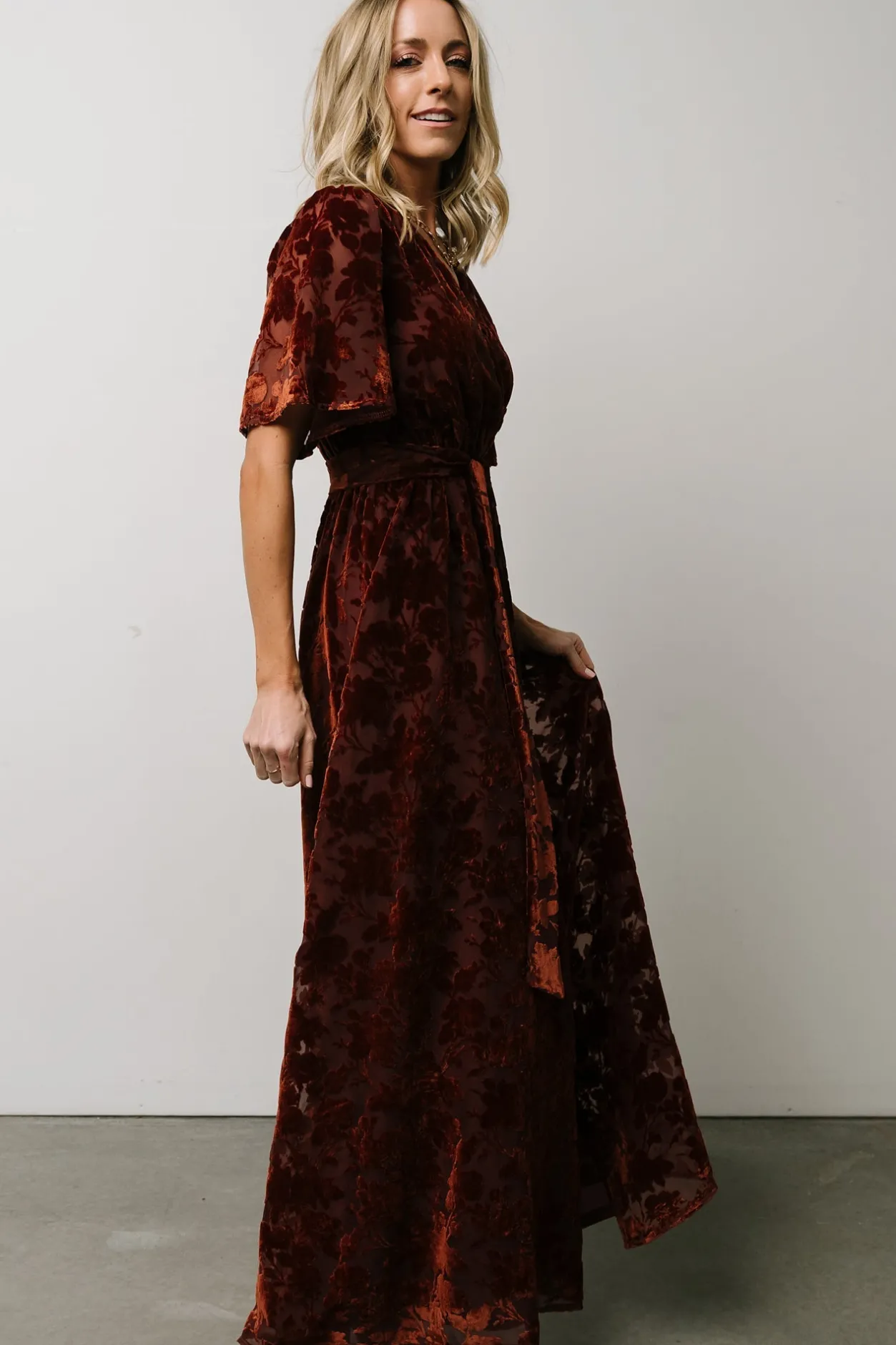 Discount Baltic Born Uma Velvet Maxi Dress | Copper Floral CopperFloral